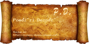 Pomázi Dezső névjegykártya